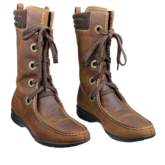 Cole Haan Women's Mardi Brown Distressed Lace Up Boots Size US 8.5 - Picture 5 of 12